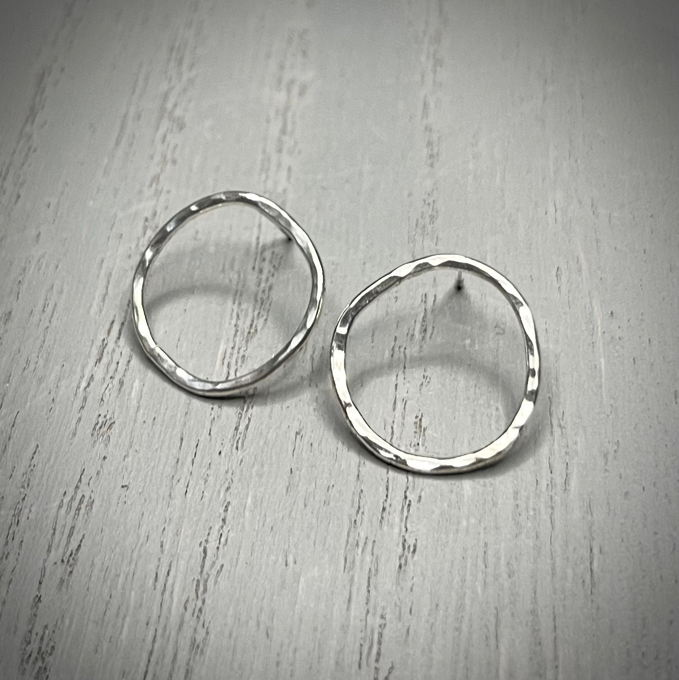 Handmade Silver Circle Stud Earrings - Sterling Silver Contemporary Jewellery