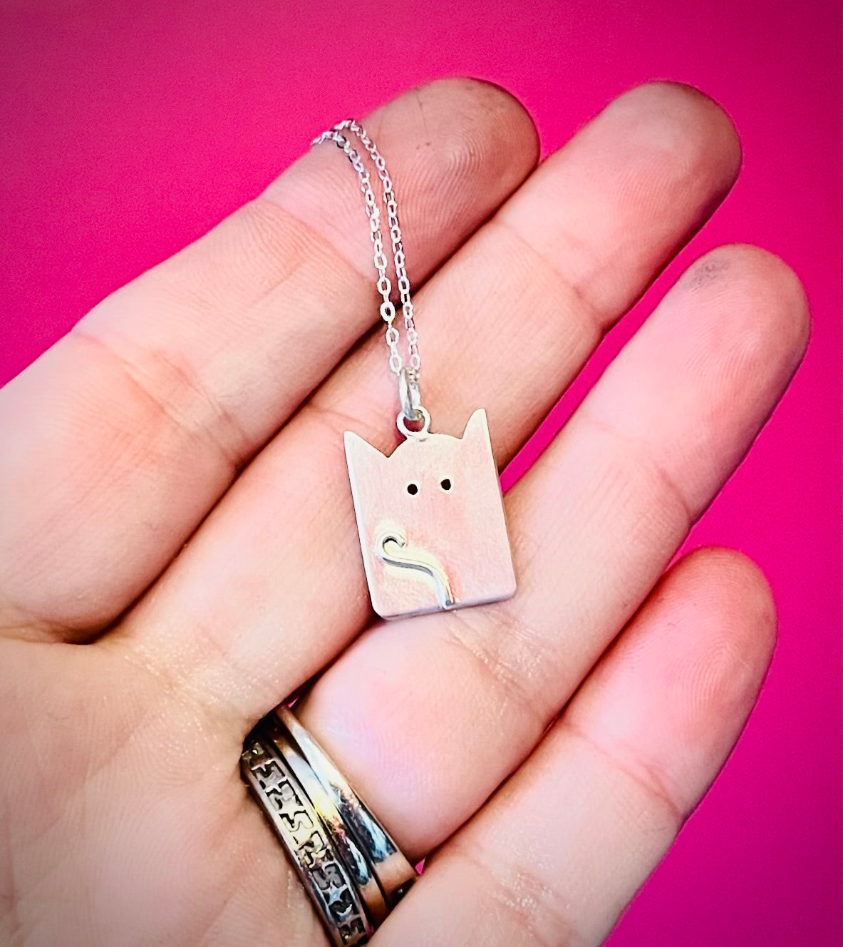 Handmade Kooky Kitty Sterling Silver Cat Necklace | Cat Gifts for Her | Cat Lady Jewellery
