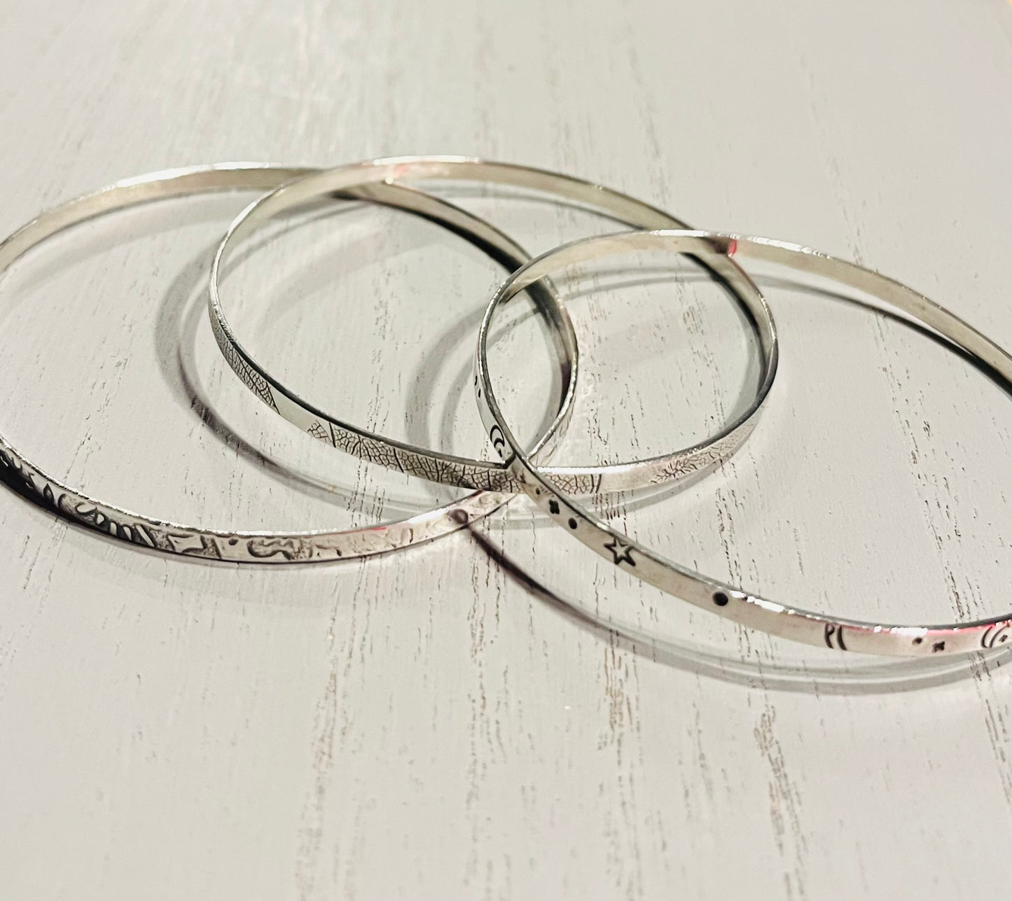 Handmade Silver Floral Bangle | Sterling Silver Contemporary Jewellery