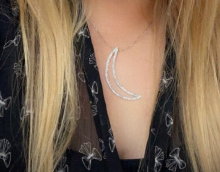 Handmade Silver Crescent Moon Necklace - Sterling Silver Celestial Jewellery