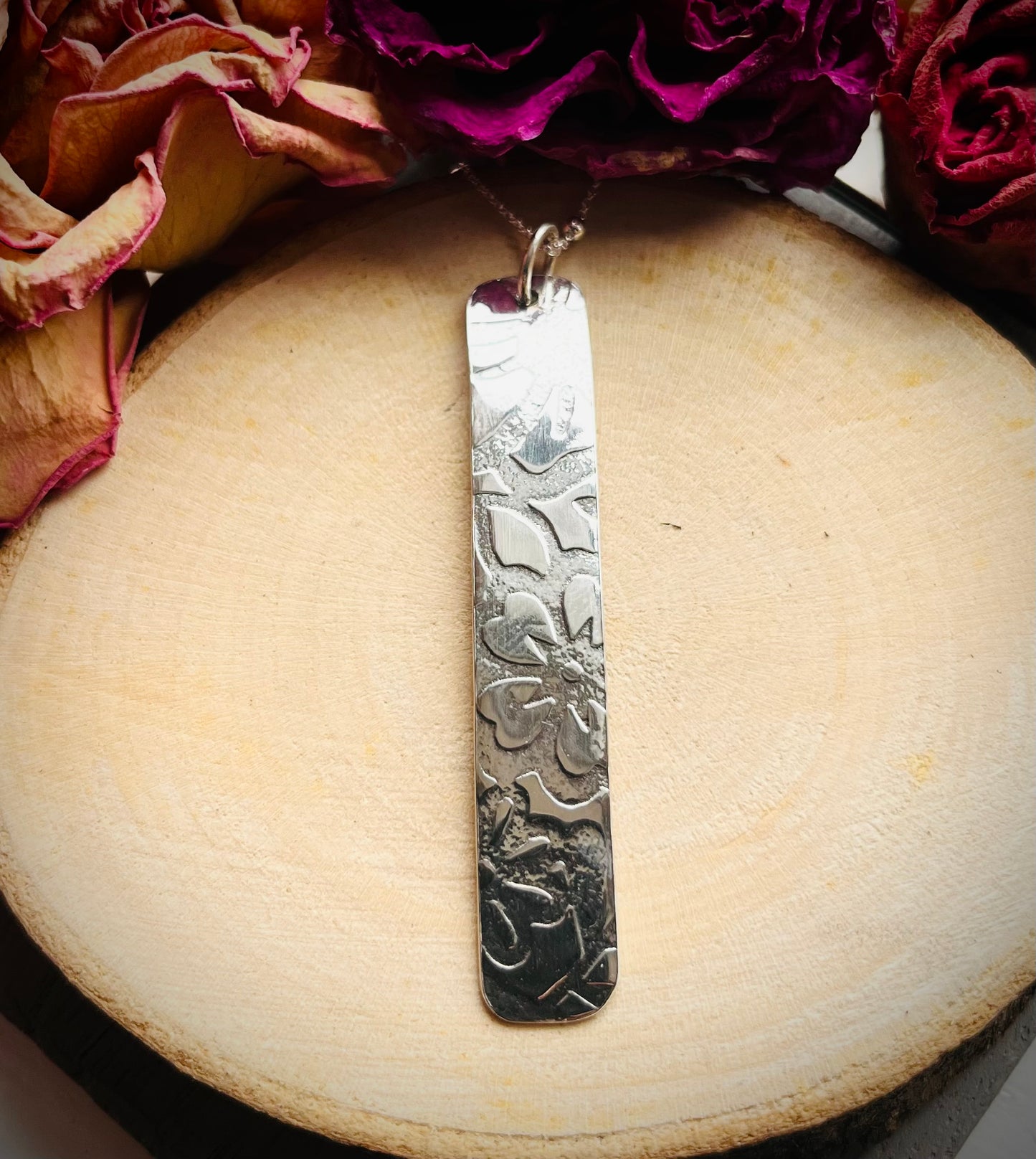 Limited Edition Handmade Sterling Silver Floral Bar Necklace - Sterling Silver Statement Jewellery