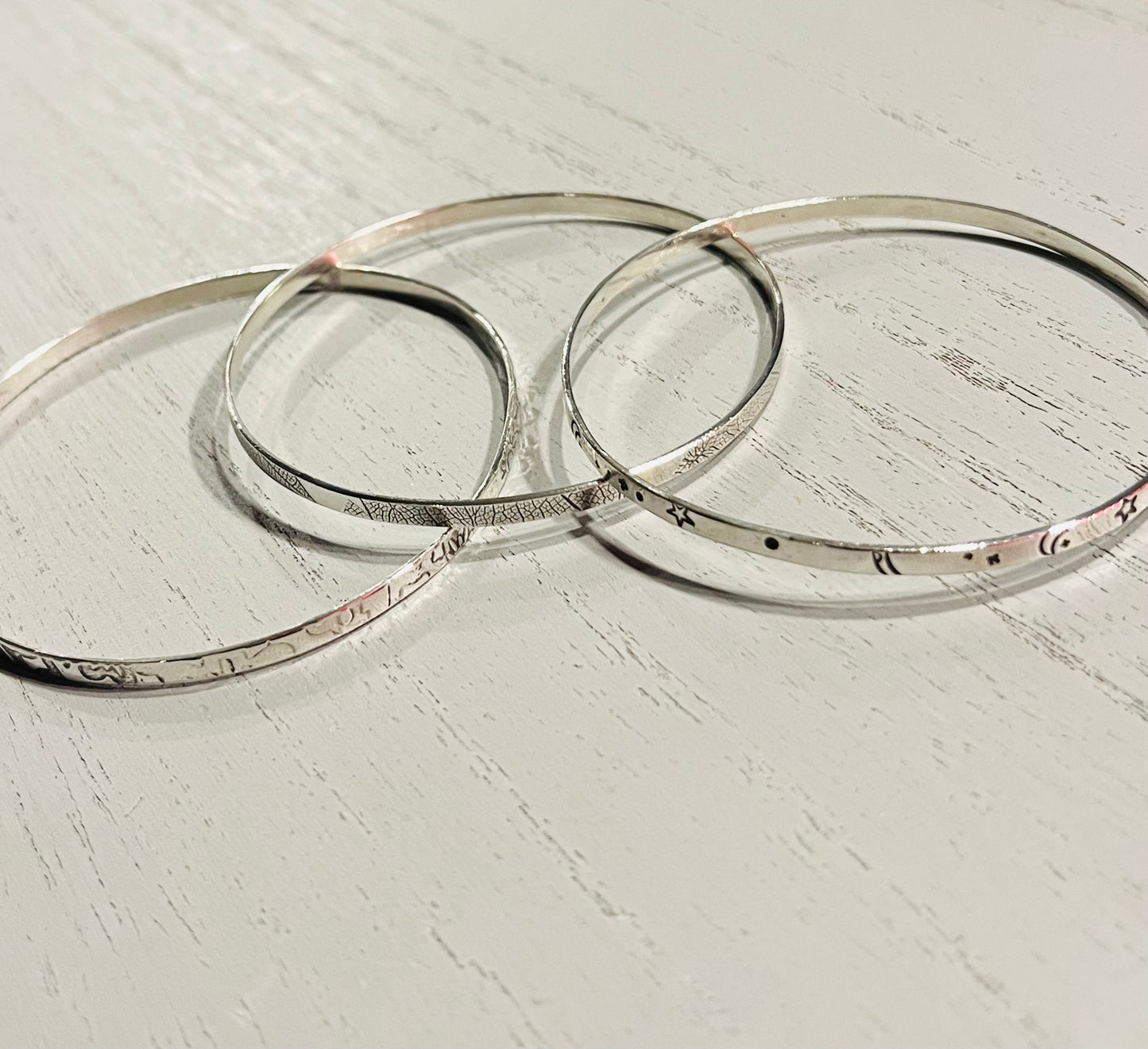 Handmade Silver Floral Bangle | Sterling Silver Contemporary Jewellery