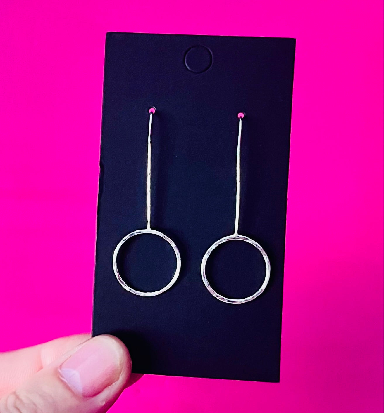 Handmade Silver Circle Threader Earrings - Sterling Silver Contemporary Jewellery