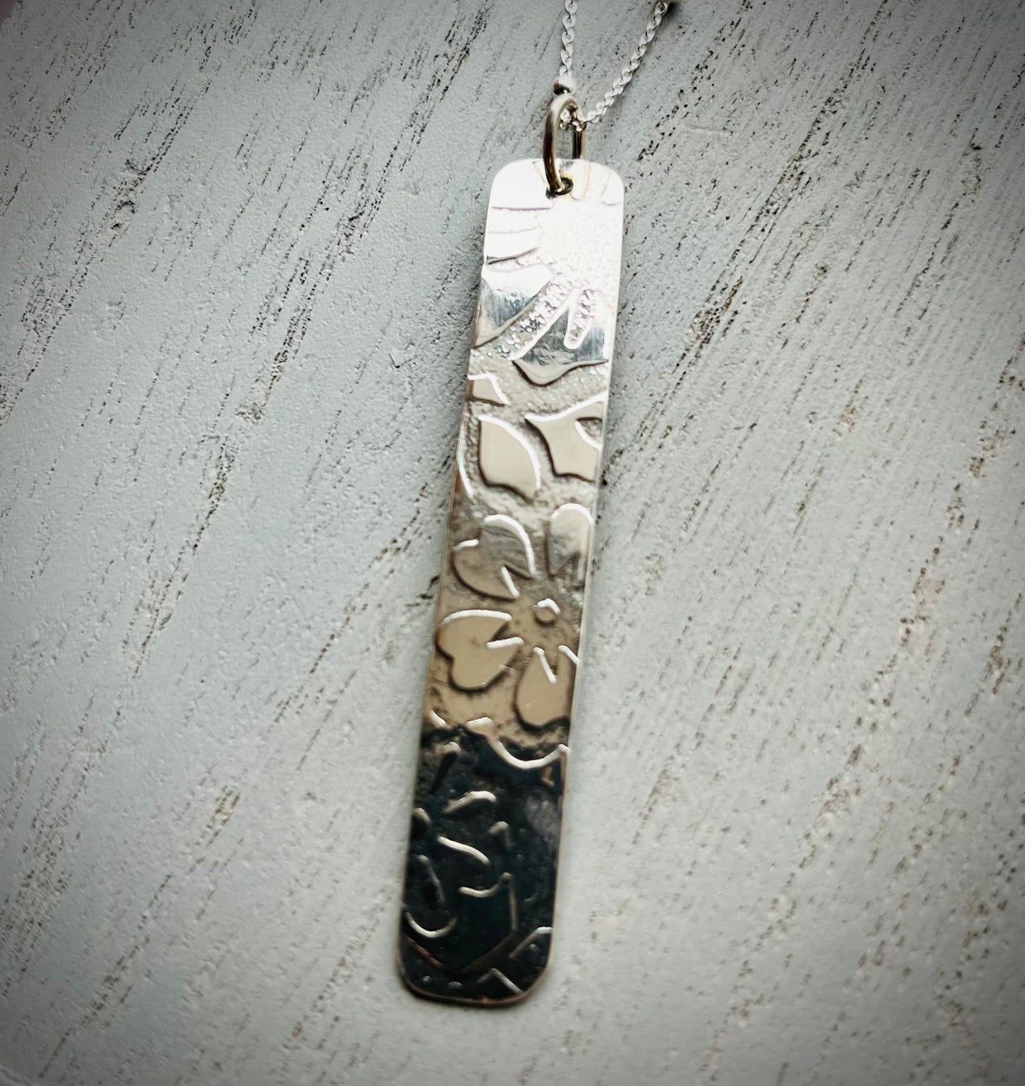 Limited Edition Handmade Sterling Silver Floral Bar Necklace - Sterling Silver Statement Jewellery