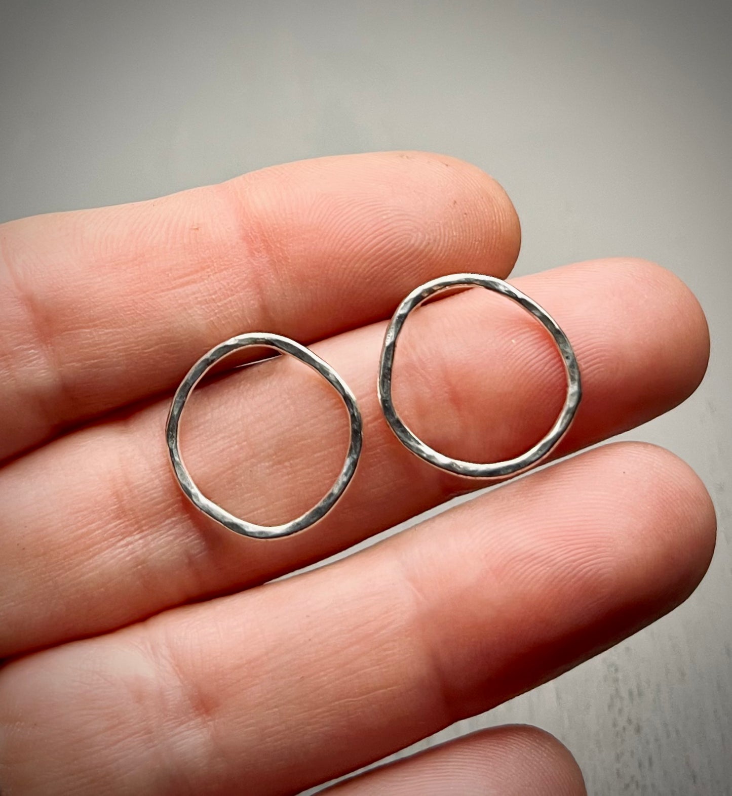 Handmade Silver Circle Stud Earrings - Sterling Silver Contemporary Jewellery