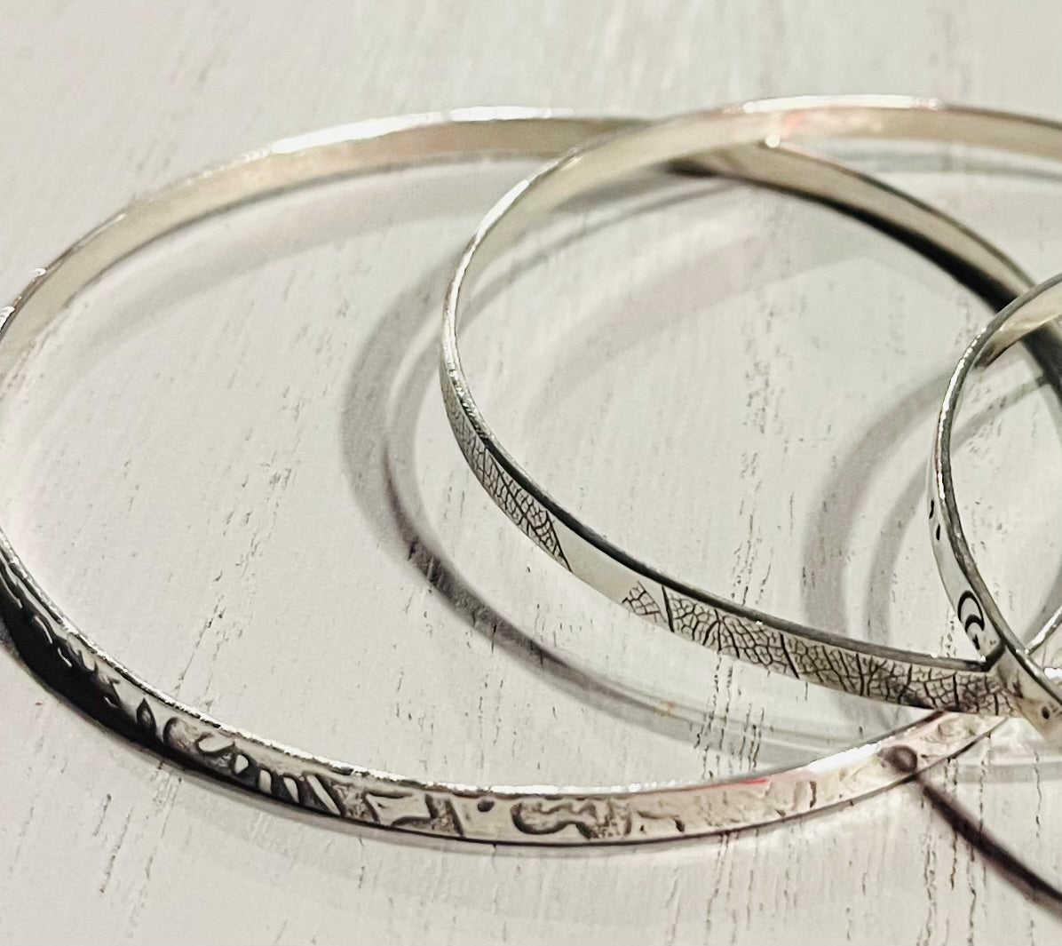 Handmade Silver Floral Bangle | Sterling Silver Contemporary Jewellery