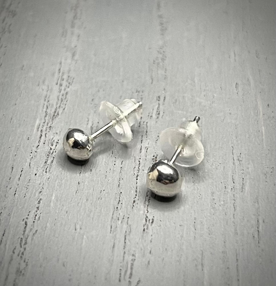 Handmade Silver Organic Pebble Stud Earrings - Sterling Silver Contemporary Jewellery