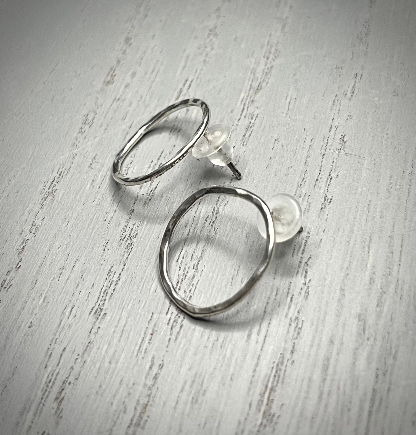 Handmade Silver Circle Stud Earrings - Sterling Silver Contemporary Jewellery
