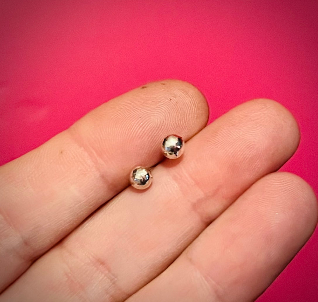 Handmade Silver Organic Pebble Stud Earrings - Sterling Silver Contemporary Jewellery