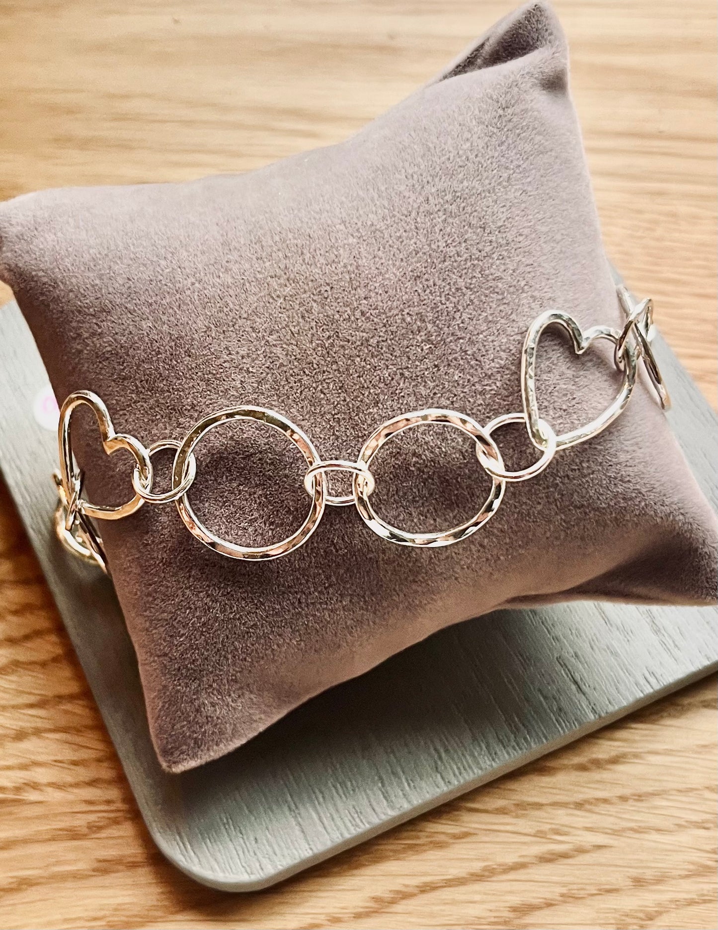 Handmade Silver Heart Chain Link Bracelet | Contemporary Statement Jewellery