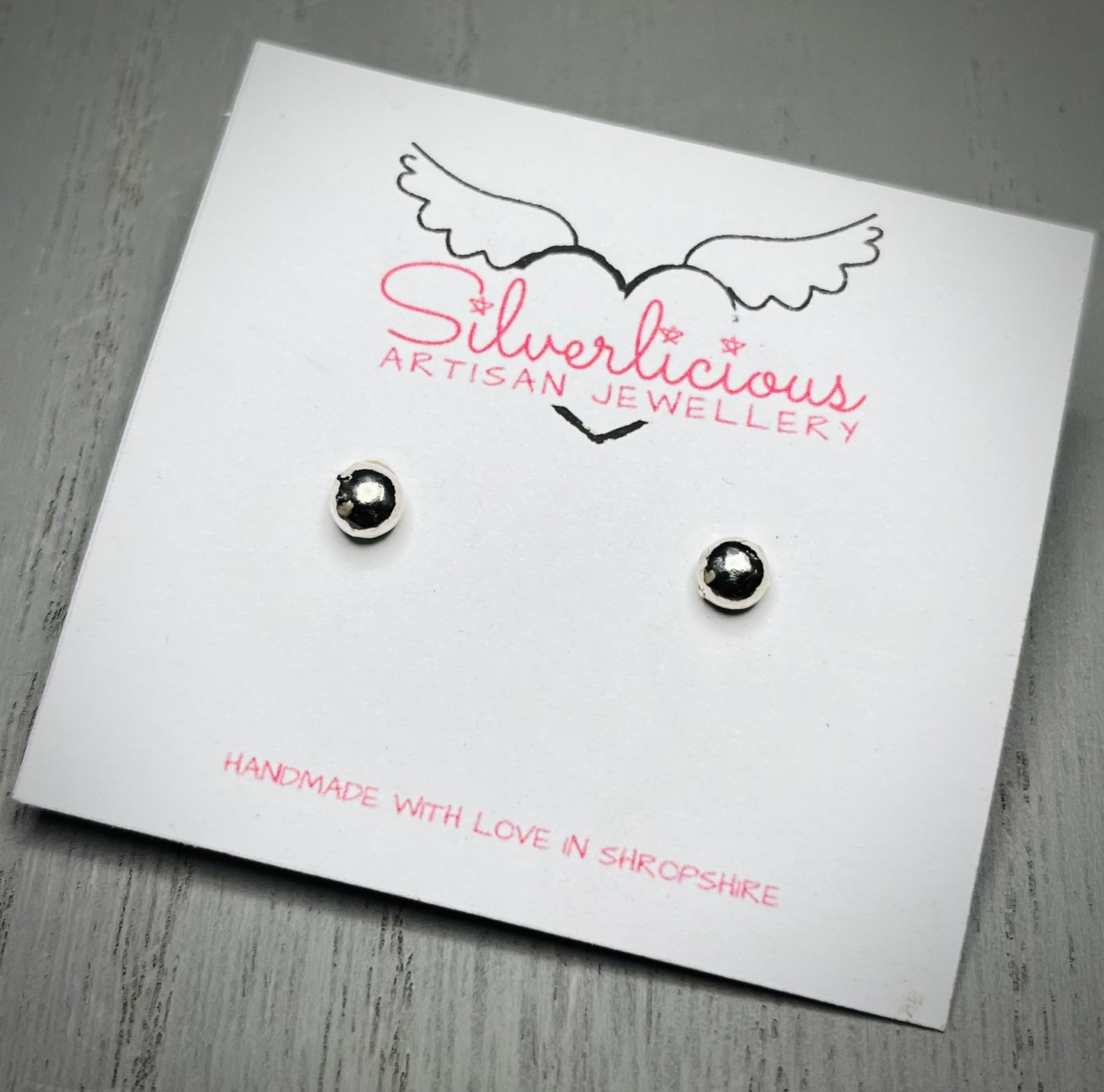 Handmade Silver Organic Pebble Stud Earrings - Sterling Silver Contemporary Jewellery