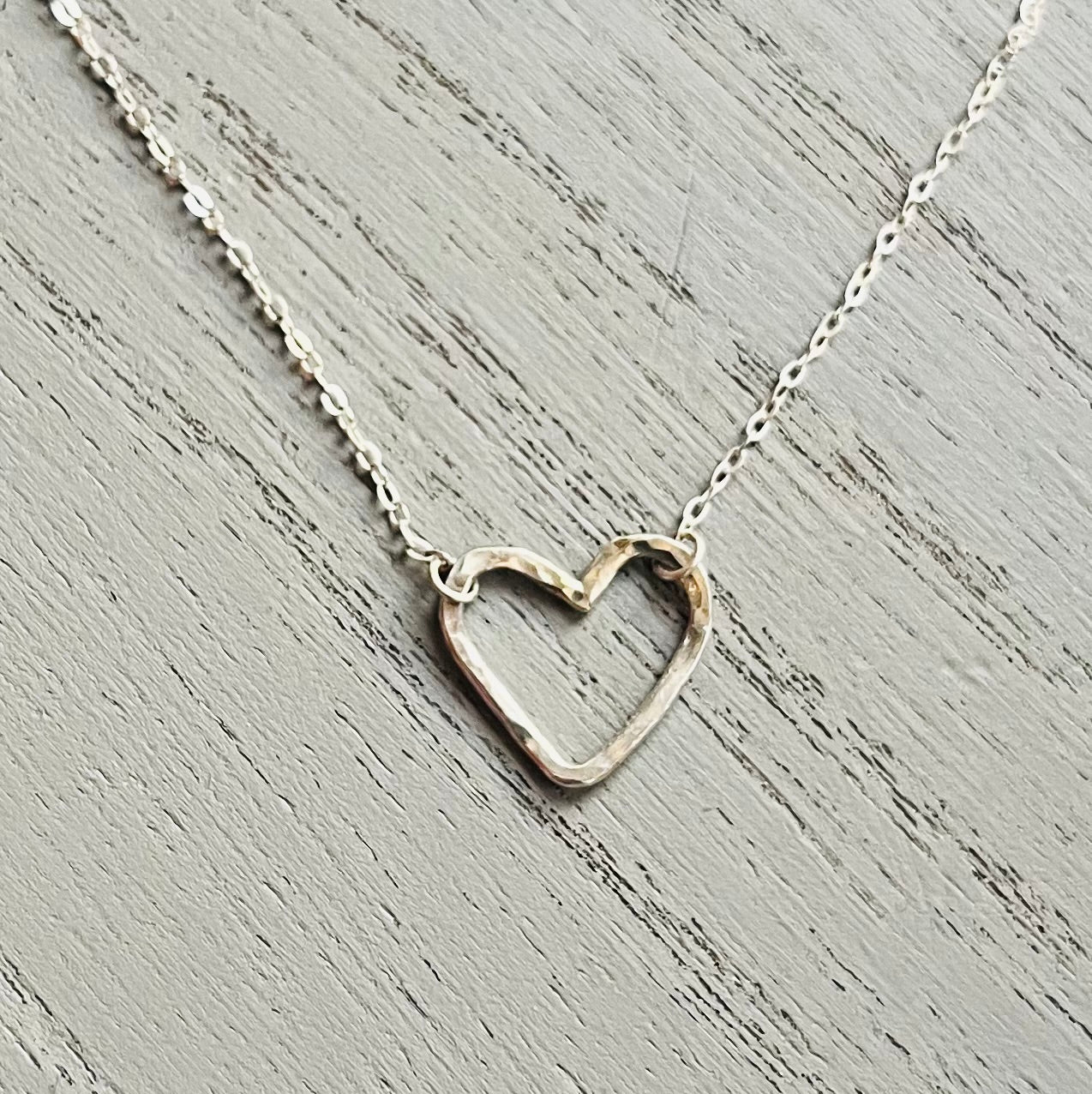 Handmade Silver Heart Necklace - Sterling Silver Contemporary Jewellery