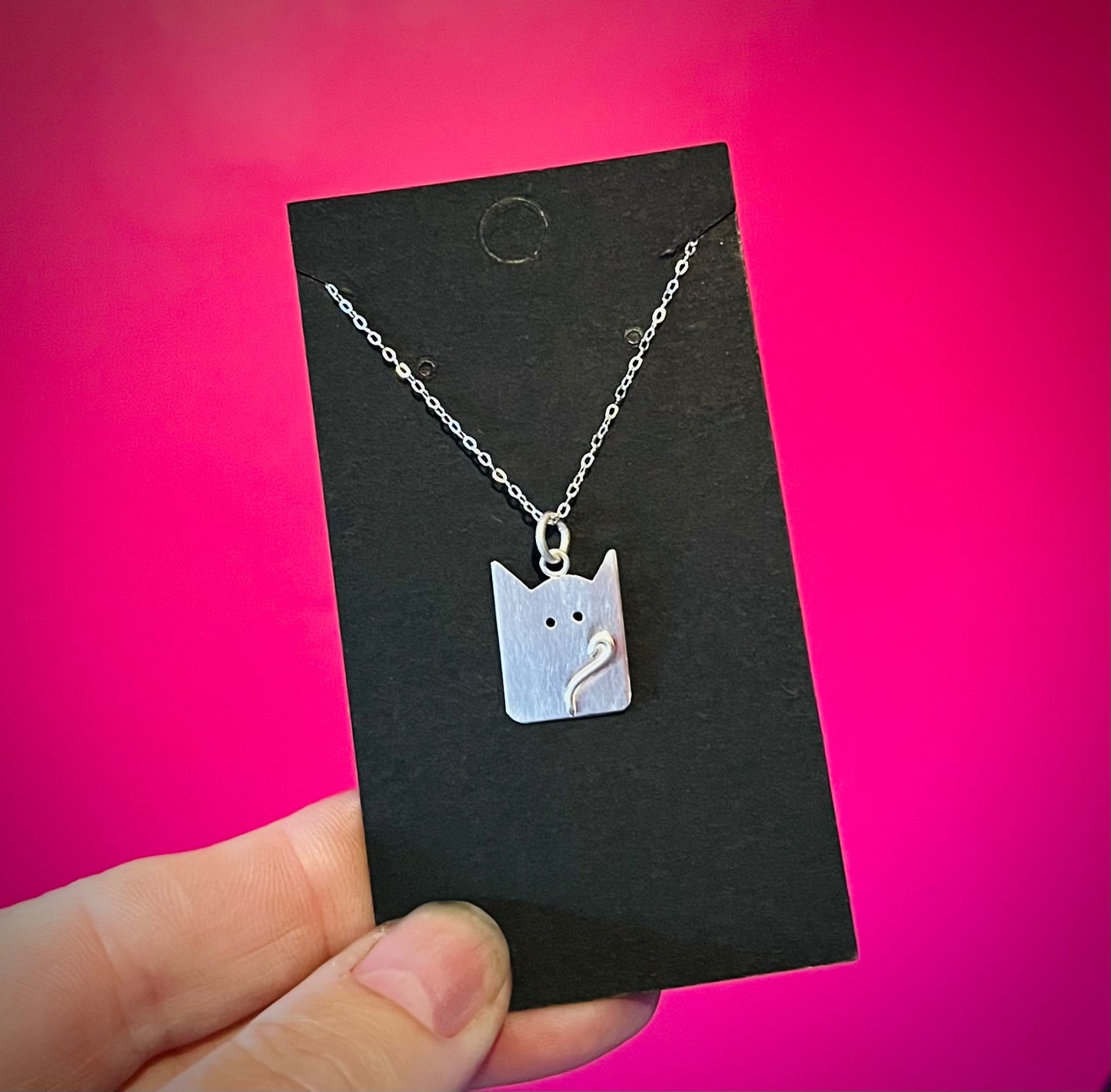Handmade Kooky Kitty Sterling Silver Cat Necklace | Cat Gifts for Her | Cat Lady Jewellery