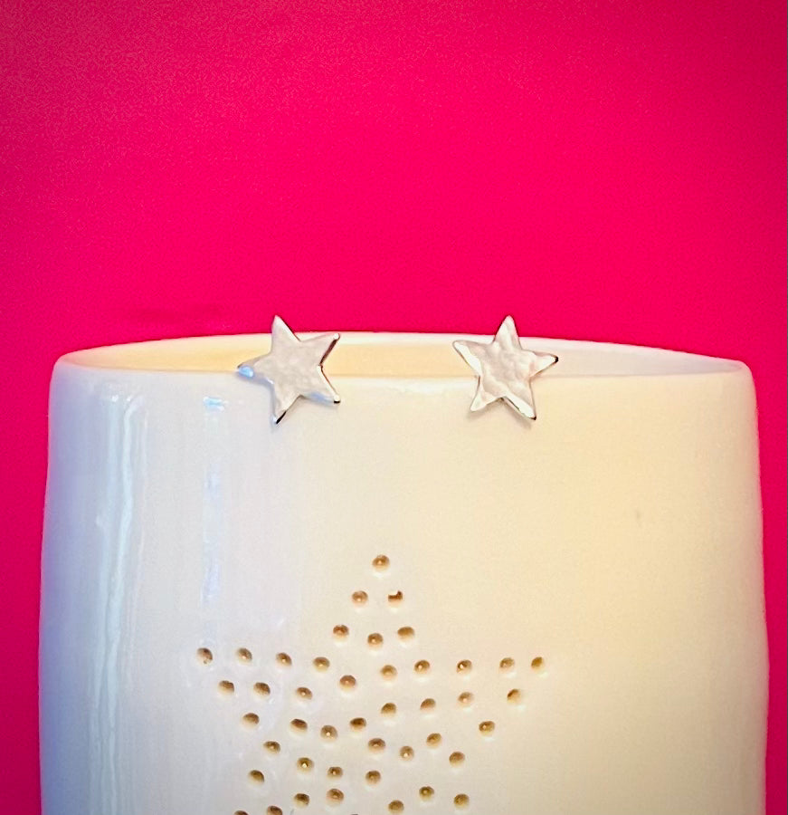 Handmade Silver Star Stud Earrings | Sterling Silver Minimalist Jewellery