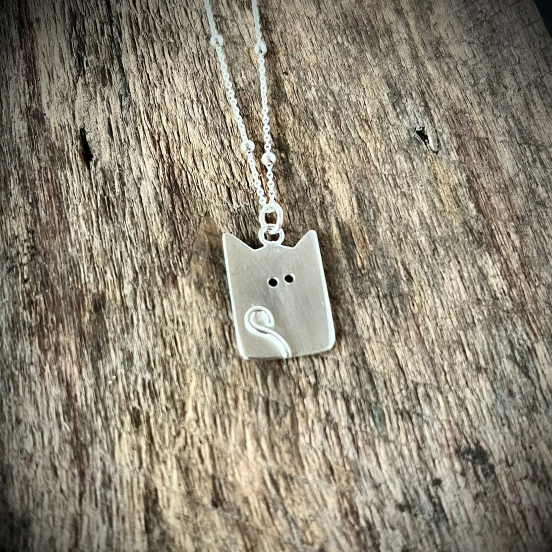 Handmade Kooky Kitty Sterling Silver Cat Necklace | Cat Gifts for Her | Cat Lady Jewellery