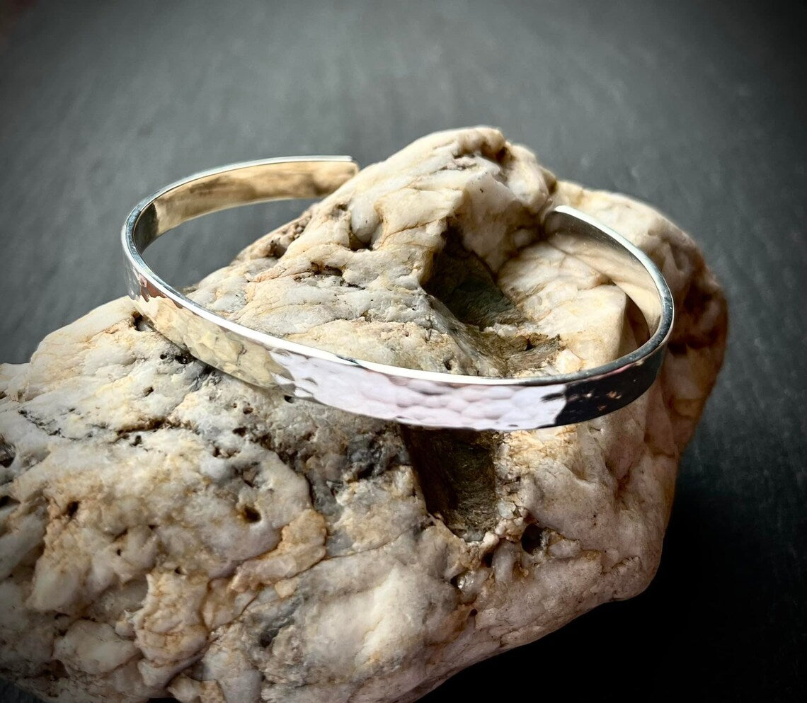 Personalised Handmade Sterling Silver Cuff Bangle | Mens Cuff | Womens Cuff | Chunky Unisex Cuff Bangle
