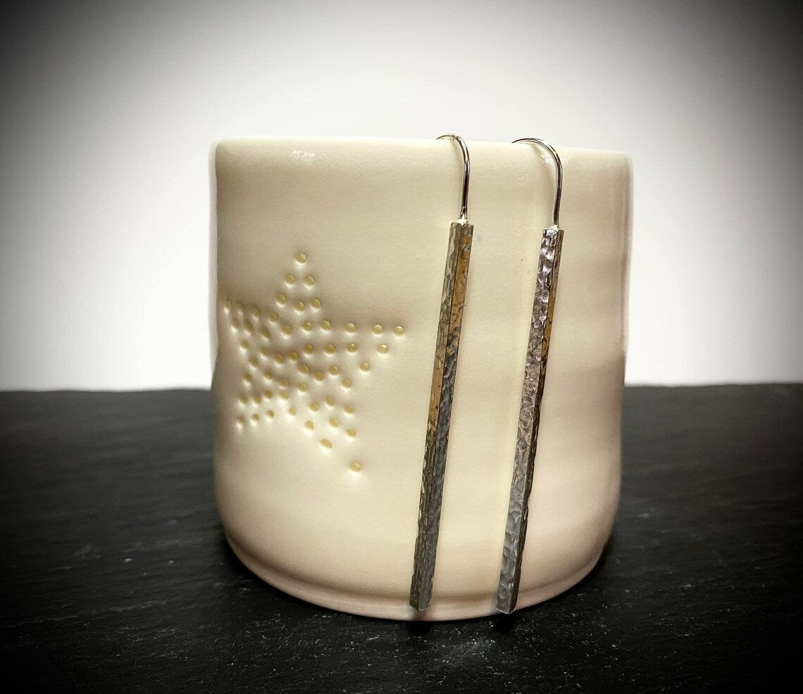 Handmade Silver Bar Threader Earrings - Sterling Silver Contemporary Jewellery