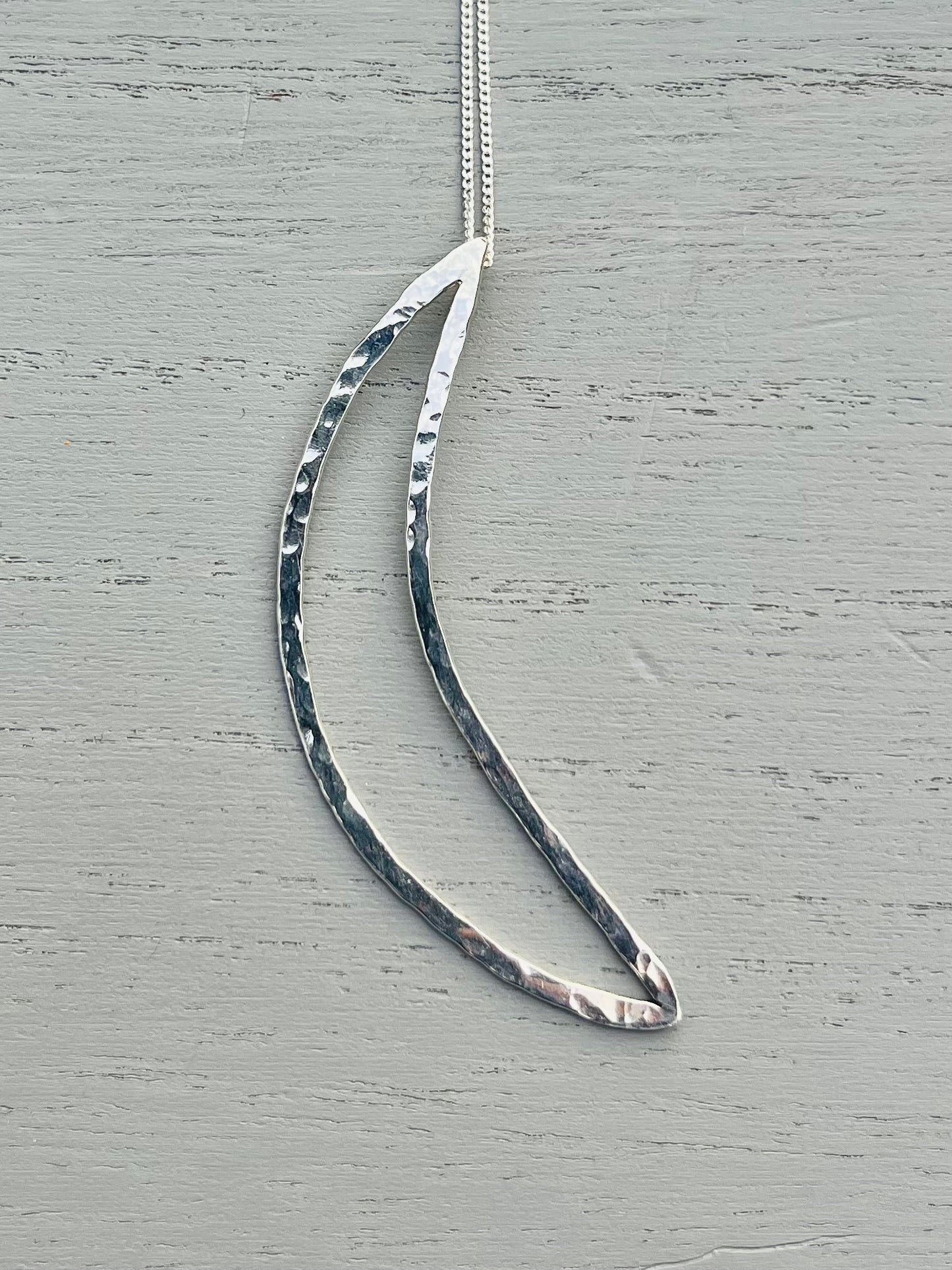 Handmade Silver Crescent Moon Necklace - Sterling Silver Celestial Jewellery
