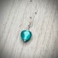 Handmade Silver & Turquoise Glass Heart Necklace - Sterling Silver Boho Jewellery