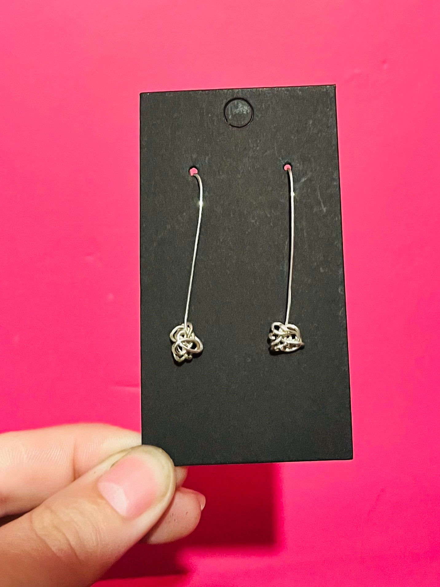 Handmade Silver Allium Threader Earrings - Sterling Silver Contemporary Jewellery