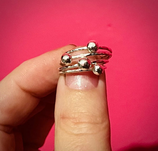 Handmade Silver Organic Pebble Stacking Ring