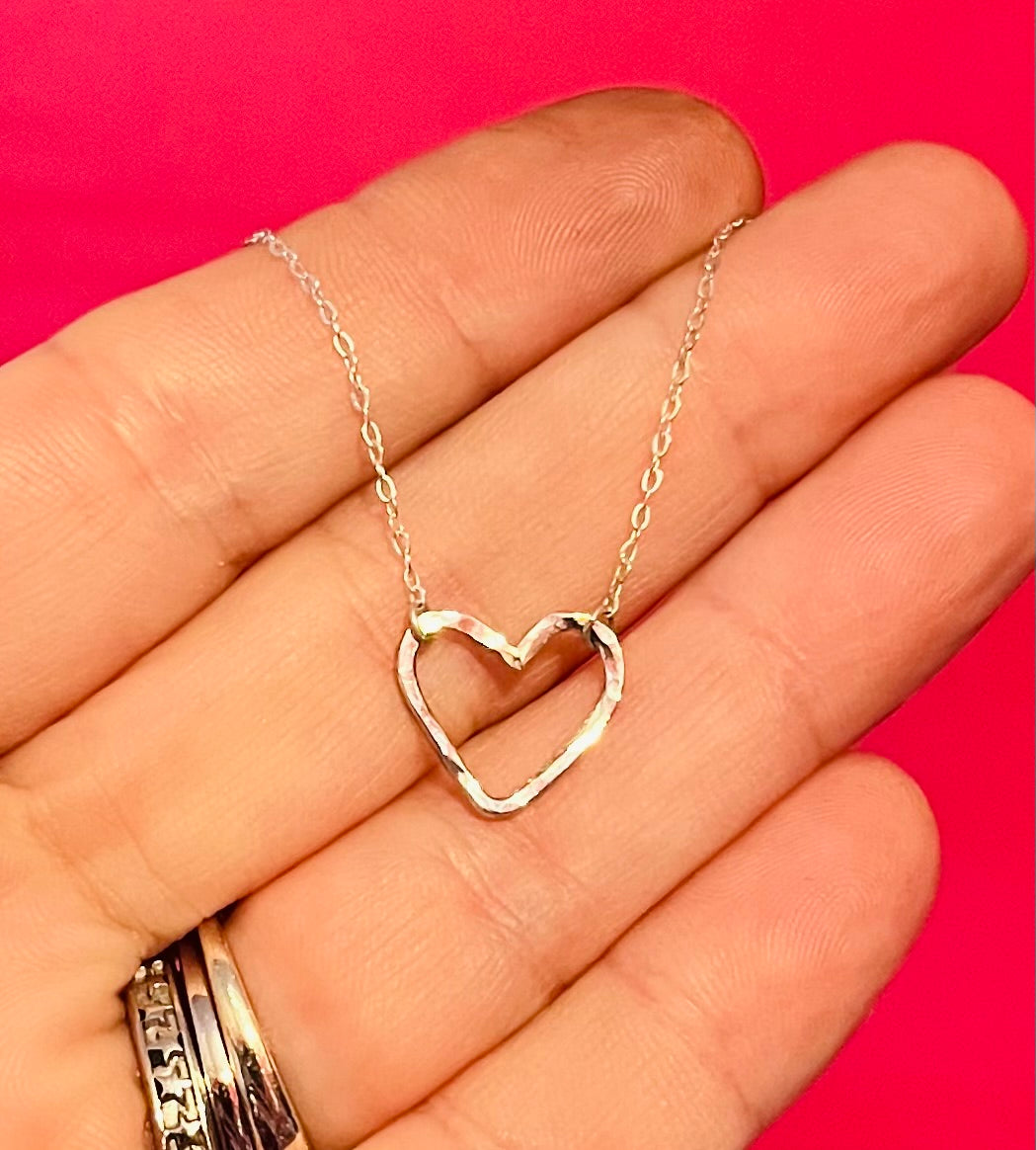 Handmade Silver Heart Necklace - Sterling Silver Contemporary Jewellery