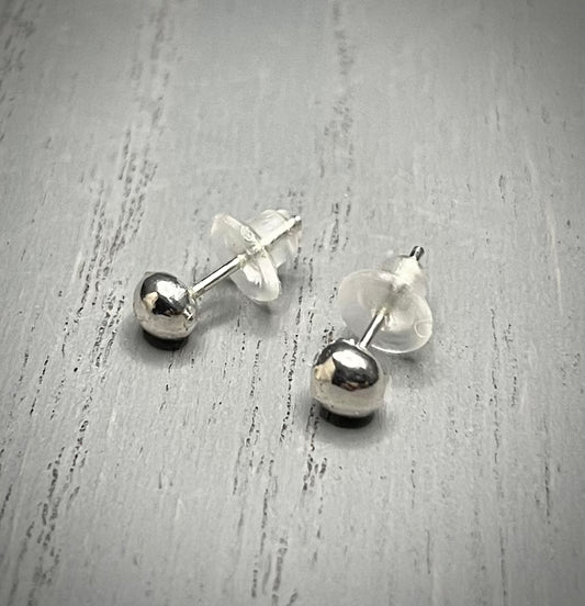 Handmade Silver Organic Pebble Stud Earrings - Sterling Silver Contemporary Jewellery