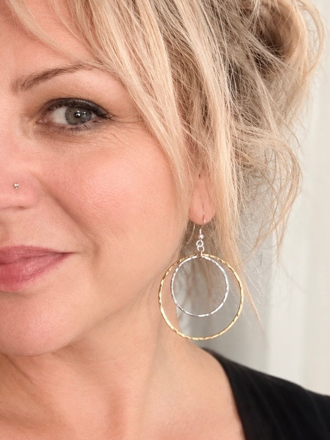 Handmade Free Sprit Hoop Earrings - Sterling Silver Contemporary Jewellery