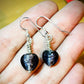 Purple Glass Hearts wrapped in silver on silver earring hooks | Silverlicious Artisan Jewellery