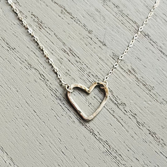 Handmade Silver Heart Necklace - Sterling Silver Contemporary Jewellery