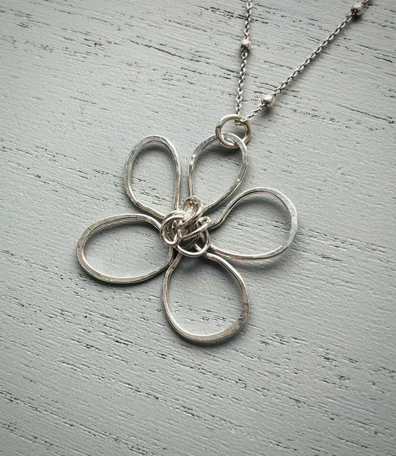 Whimsical Bloom Silver Flower Pendant | Silverlicious Artisan Jewellery