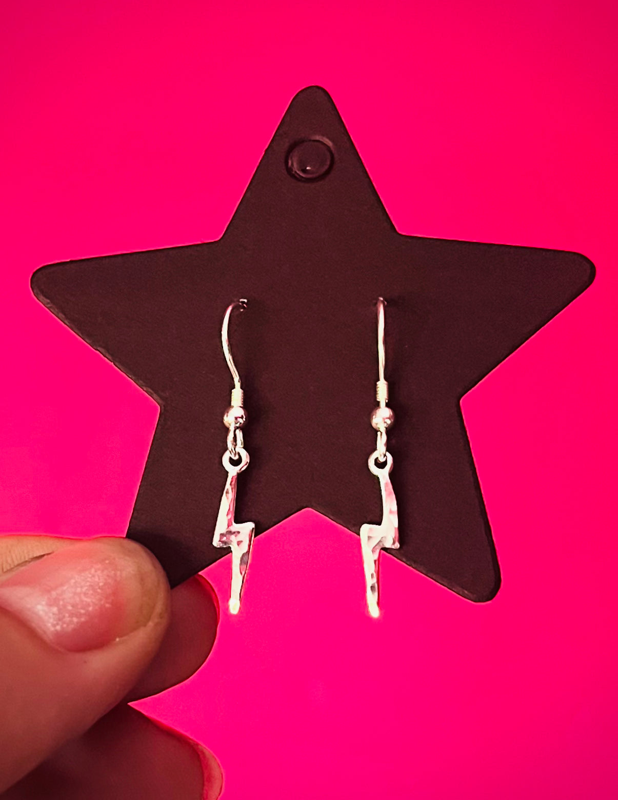 Handmade Silver Lightning Bolt Earrings - Sterling Silver Contemporary Jewellery