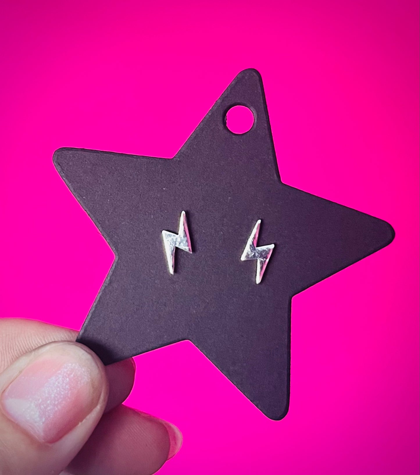 Handmade Silver Lightning Bolt Stud Earrings - Sterling Silver Contemporary Jewellery