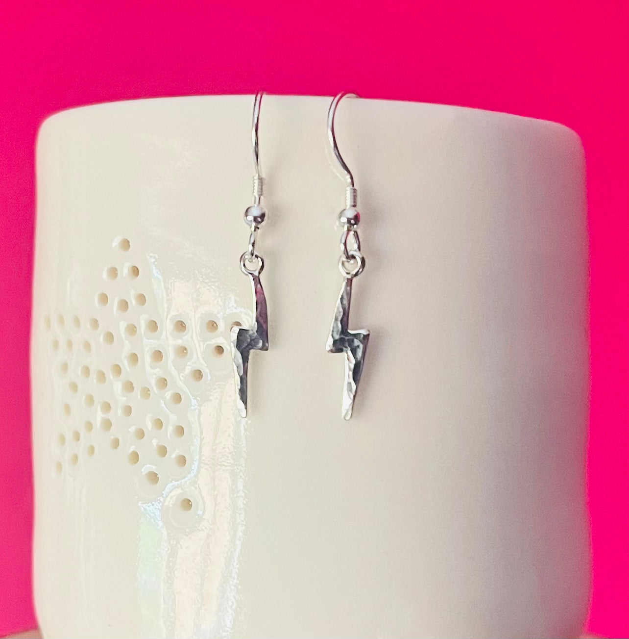 Handmade Silver Lightning Bolt Earrings - Sterling Silver Contemporary Jewellery