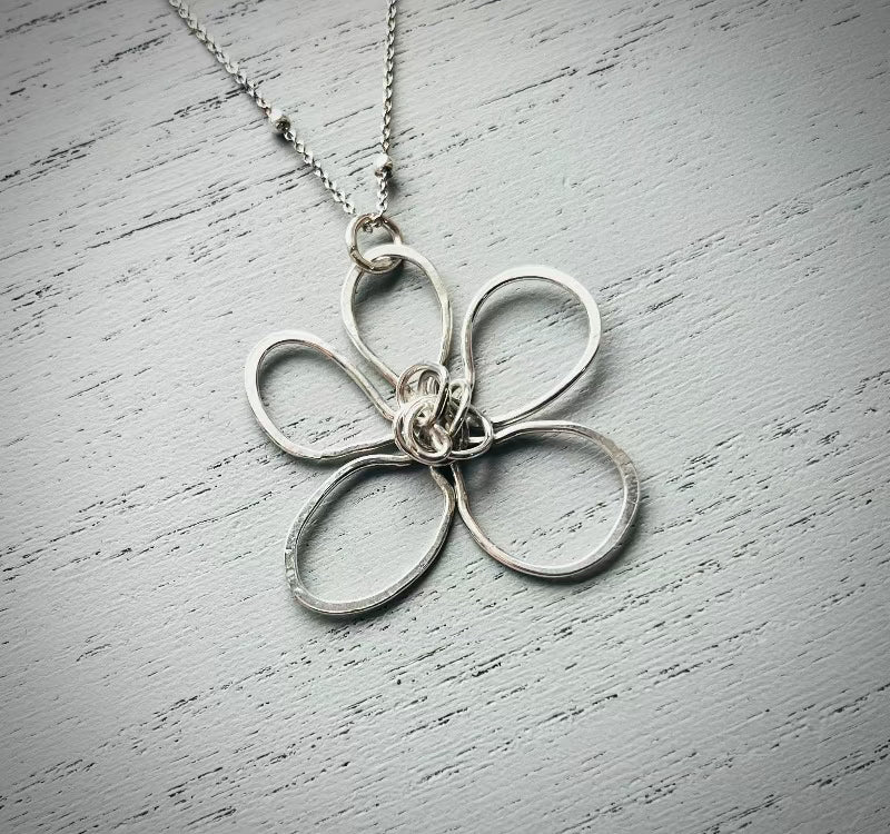 Whimsical Bloom Silver Flower Pendant | Silverlicious Artisan Jewellery