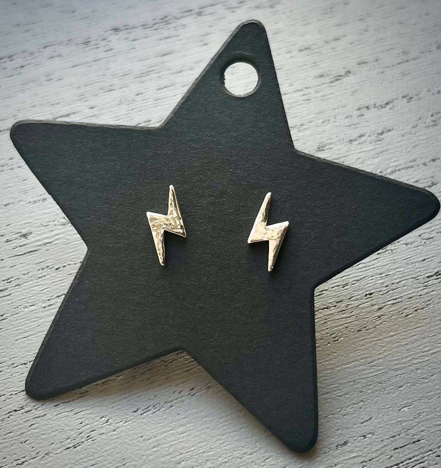 Handmade Silver Lightning Bolt Stud Earrings - Sterling Silver Contemporary Jewellery