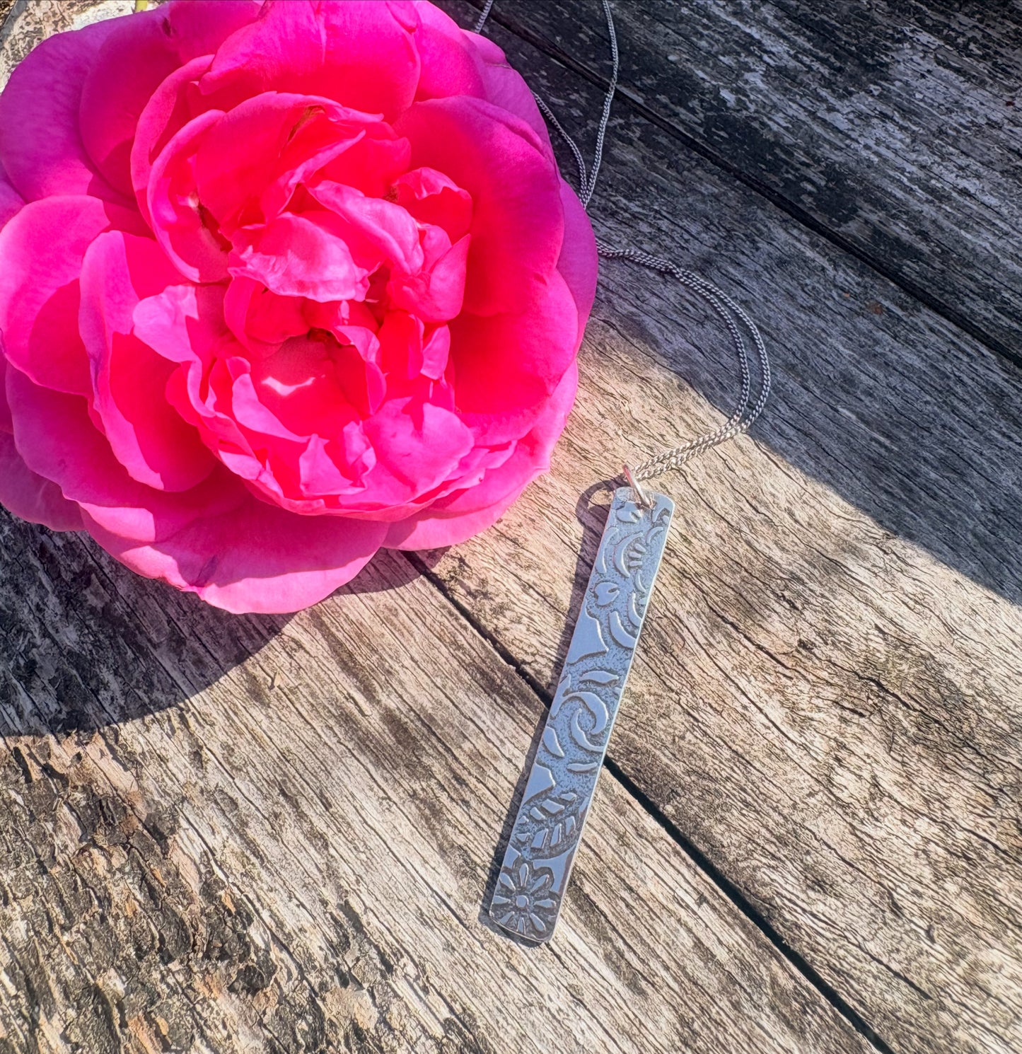 Limited Edition Handmade Sterling Silver Floral Bar Necklace - Sterling Silver Statement Jewellery
