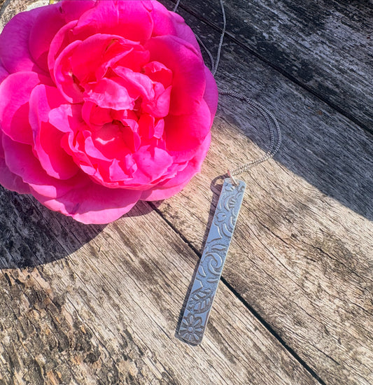 Limited Edition Handmade Sterling Silver Floral Bar Necklace - Sterling Silver Statement Jewellery