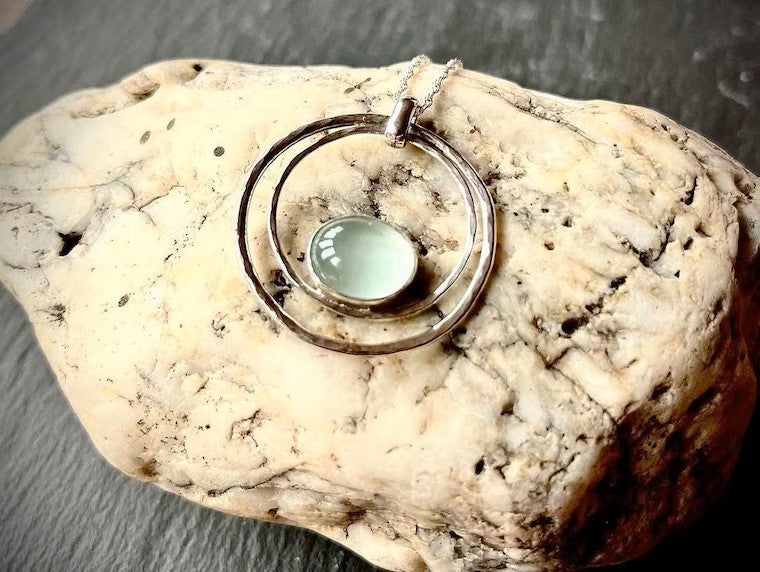 Silver Aquamarine Eternal Circle Necklace | Silverlicious Artisan Jewellery
