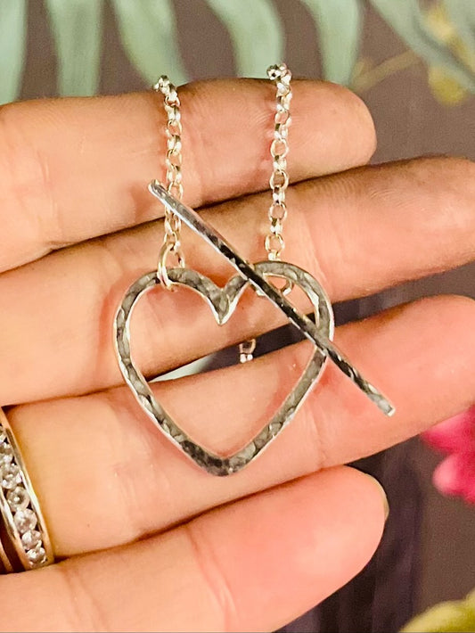 Handmade Silver Heart Choker - Sterling Silver Statement Jewellery