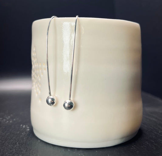 Handmade Silver Organic Pebble Threader Earrings - Sterling Silver Contemporary Jewellery
