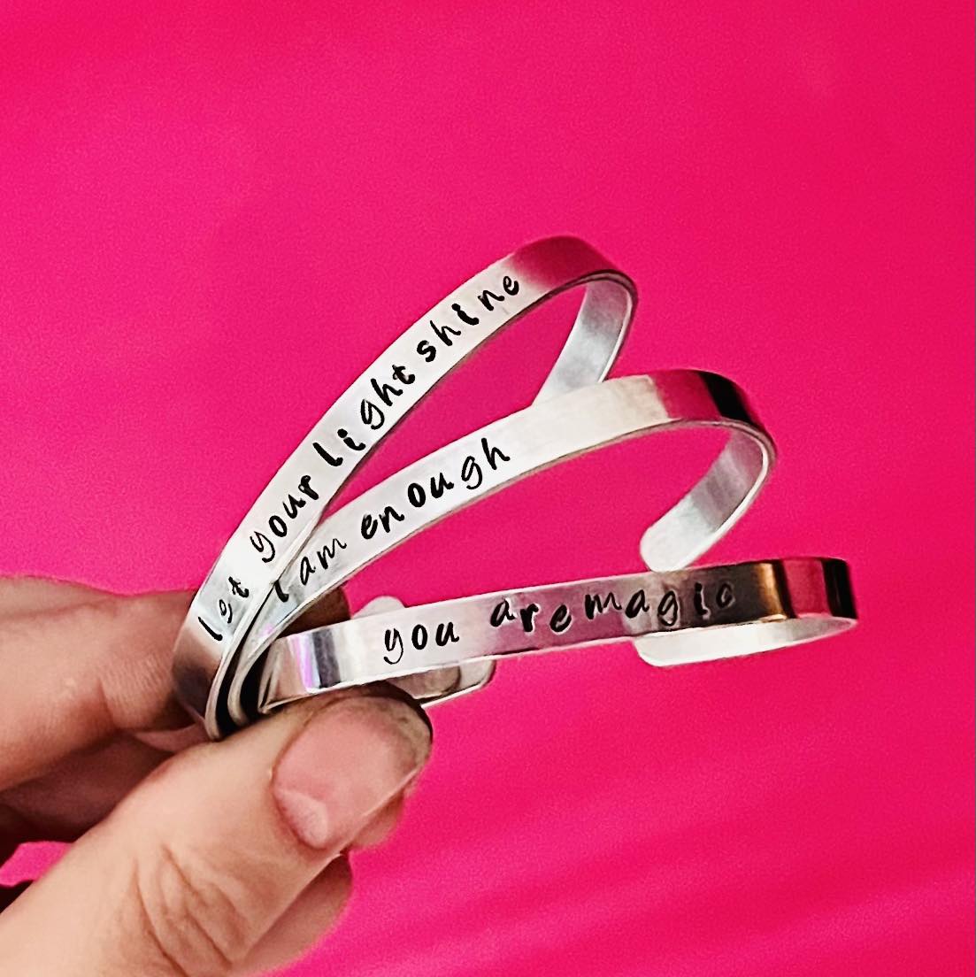 Handmade Affirmation Cuff Bangle | Positive Motivational Message Gift